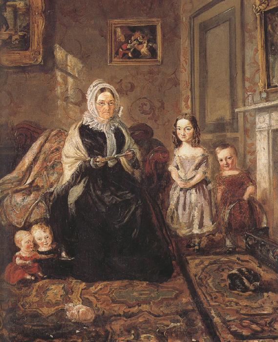 william holman hunt,o.m.,r.w.s Group Portrait of Mrs Davies,of Wormbridge Court,Hereford with Four of her Clark (mk37) Germany oil painting art
